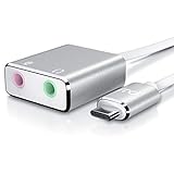 CSL - Externe USB C Soundkarte - USB-C auf 2X 3,5mm Klinkenbuchsen - Kopfhörer Adapter – DA Wandler - DAC - Alugehäuse - kompatibel mit Samsung - Xiaomi - Huawei UVM