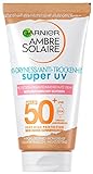 Garnier Sensitiv Expert + Sonnencreme für das Gesicht, Wasserfester Sonnenschutz mit LSF 50, Für empfindliche und helle Haut, Ambre Solaire, 50