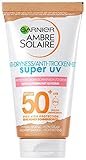 Garnier Sensitiv Expert + Sonnencreme für das Gesicht, Wasserfester Sonnenschutz mit LSF 50, Für empfindliche und helle Haut, Ambre Solaire, 50