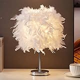 N A Riankremt SaltshIII Feder Tischlampe LED Nachtlicht mit Einstellbarem Lichtschalter Kreative Romantische Dekorative Tischlampe Lichterkette Mädchen Zimmer Dekoration (Weiß)
