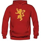 Shirt Happenz GOT Hoody #6 | Herren | Lannister Familien Wappen | TV-Serien-Fun-Hoodies | Kapuzenpullover, Farbe:Rot (Red F421);Größe:M