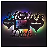 Ich Liebe Dich Geschenke für Männer mit Namen Gravur RGB LED Wand Foto Bilderrahmen Herzen Partner 10x15 cm Ehepaar Paar Pärchen Frauen Freundin Frau Ehefrau Herz Valentinstag p