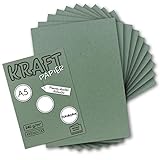 50x Vintage Kraftpapier in Eukalyptus-Grün - DIN A5-21 x 14,8 cm - 240 g/m² natur-Grünes Recycling-Papier, 100% ökologisch Bastel-Karton Einzel-Karte - NEUSER PAPIER