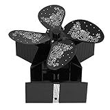 CUTULAMO Kaminventilator, Bimetallischer Ventilatorsockel Ofenventilator Langlebige, verbesserte Technologie für die Verwendung als Ofen(Schwarz)