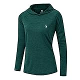 donhobo Damen UPF 50+ Sonnenschutz Hoodie Shirt Leichtgewicht Langarm Angeln Wandern Outdoor UV Shirt (Schwarzgrün, S)