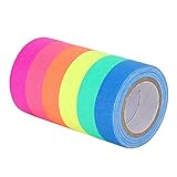 Glow in The Dark Tape, multifunktionales 6-Farben-Neon-Gaffer-Stoffband für Treppentüren, Flure, Treppen, Fußleisten und Ausgäng