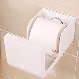 Luqifei Toilettenpapierhalter, wasserdicht, Kunststoff, nahtlos, Saugnapf, für Badezimmer, Küche (Farbe: Weiß, Größe: 13,5 x 15 x 13,5 cm)