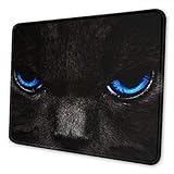 Inspirierende Mauspad, rutschfestes Verblassen verhindern schwarze Katze Bule Augen Hintergrund Hd Mauspad, süßes Mauspad für Computerhome Zubehör Geschenk