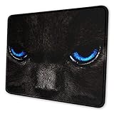 Inspirierende Mauspad, rutschfestes Verblassen verhindern schwarze Katze Bule Augen Hintergrund Hd Mauspad, süßes Mauspad für Computerhome Zubehör Geschenk