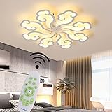 Wohnzimmer Lampen Deckenleuchte LED Dimmbar Deckenlampe Schlafzimmer Wolken Blumen Design Decke Hängeleuchte mit Fernbedienung Lichtfarbe/Helligkeit einstellbar Kinderlampe Esszimmer Küche Bürolamp