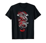 Japanische Kunst, Kanji-Drache, japanische Flagge, Mond, lustige Grafik T-S