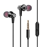 In Ear Kopfhörer, Soicear Stereo Ohrhörer mit Mikrofon Fernsteuerung Kopfhörer Noise Cancelling Bass-Sound für Phone Android, Smartphones, MP3 Players (Schwarz)