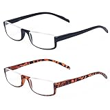 2 Pack Retro Halbrahmen Lesebrille Federscharnier Qualitätsbrille Lesen für Damen und H