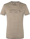 super.natural M Surf Line Tee Beige, Herren Merino T-Shirt, Größe S - Farbe Seneca Rock Melange - Jet Black