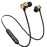 HEVÜY Bluetooth Kopfhörer in Ear, Bluetooth 5.0 Sportkopfhörer HD AudioMikrofon IPX4 Wasserdicht 3 Stunden Wiedergabezeit Magnetisches Ultraleicht Ohrhörer (Gold)