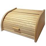 Wohnkult Brotkasten aus Holz 40 cm in 2 Farben Brotkorb Brotbox Brotbehälter Rollbrotkasten Brotdose (Natur)