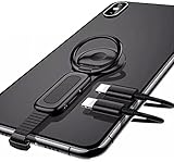 LRJKFS Dual-Lightning-Adapter für iPhone, kompatibel mit Kopfhörern, Aufladen, Ständer (Black,2 Lightning Ports)