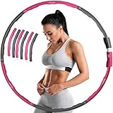 DIBDUKTE Hula-Hoop-Reifen Erwachsene, Hulla-Hub-Reifen zum Abnehmen, Hoola-Hup Fitnessreifen für Bauch-Training und Gewichtsreduktion, Hula-Hup Gymnastik-Reifen 1,2kg mit Umhängetasche, 6 Teile, 98