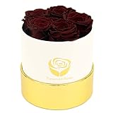 Sunia Roses Preserved Rose, Rose Geschenk für Sie 5 eEchte Rose Box Eternal Long Lasting Rose Erhaltene Rose Handgemachte Rose für Freundin Mutter Ehefrau Muttertag Valentinstag W