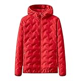 Wintermantel Damen,Elegante Gesteppte Daunenjacken Damen Creative Stripe Red Hooded Daunenjacke Parka Mantel Damen Winterjacken Für Indoor Outdoor Sport,Tag M = Eu S