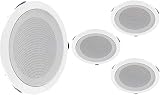 4er Pack - Einbaulautsprecher - Vollmetall - 18W RMS - 80W Musikleistung - Ø 179mm - Einbau Ø 155mm - Klemm Montag