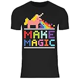 wowshirt Herren T-Shirt Make Magic Unicorn Kotzendes Einhorn Regenbogen, Größe:M, Farbe:Black