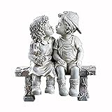 Garten Ornamente Junge und Mädchen küssen Erinnerungen Gartenstatue Gartendeko Figuren Dekoration Ornamente Deko, Geschenk,Leuchtturm Deko Polyresin Dek