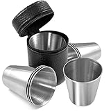 Edelstahlbecher Shot-Gläser Stapelbare Metallbecher Edelstahl Schnaps-Becher 4 Stk 30ml Flachmann Schnapsgläser für Outdoor Urlaub Camping