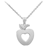 925 Sterling Silber Apfel Herz Damen Anhänger Halskette (Kommt mit eine 45 cm kette)