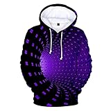 Qienjn Pullover Herren 3D Digitaldruck Einzigartiges Vortex Dizzy Muster Herren Hoodie Paare Universal Youth University Herren Sweatshirt Casual Streetwear F-Purple S