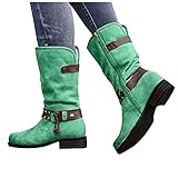 CYGGA Damen Stiefeletten halbhoch Schneestiefel Mode Outdoor Boots Plateau Absatz Schlupfstiefel rutschfest Langschaft Schneeboots filzschuhe aus Veloursleder Ankle Boots Bootie S