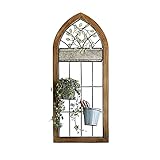 PLHMS Bogenfensterrahmen Wanddekor mit Blumentopf, Holz- und Metallfensterscheibe Bauernhausdekorationen, Wandpaneele für Wohnzimmer, Garten, Eingangsb