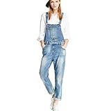 Damen Latzhosen Jeanshosen Denim Overall Jumpsuit,Blue,XXL