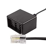 ecabo Analog Splitter/Adapter – Telefonkabel/Netzwerkkabel – RJ45 auf TAE NFN – Wester-Stecker/Buchse – für Router, Modem, Fax, Telefon, Fritzbox – schwarz – 0,15