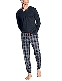 CALIDA Herren Casual Lounge Bündchen Pyjamaset, Dark Sapphire, 52-54