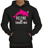 Shirtstreet24, Delfine sind Schwule Haie, Herren Kapuzen Sweatshirt - Pullover Hoodie, Größe: XXL,Schw