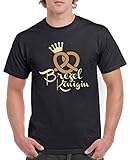 Comedy Shirts - Brezelkoenigin - Oktoberfest - Herren T-Shirt - Schwarz/Hellbraun-Beige Gr. 4XL