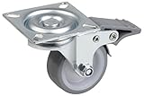 Metafranc Lenkrolle Ø 50 mm - Feststeller - 60 x 60 mm Platte - Polyurethan-Rad - Weiche Lauffläche - Gleitlager - 65 kg Tragkraft / Transportrolle / Möbelrolle / Schwerlastrolle / 802880