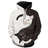 Zytyeu Hoodie Herren Oversize 3D Niedlich Kätzchen Drucken Pullover Herren Komfortabel Trend Lassig Paare Hoodie Outdoor Sport Work All-Match Sweatshirt Herren I-B20 3XL