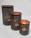 Idol Geschenke /Metall-Windlicht Kerzenhalter 3er Set Mit Lochmuster / Geschenkartikel Teelichthalter/ Weihnachten Deko / Kombi-Set/ strahlend Goldener Kerzenschein, mit Gold Folienauskleidung