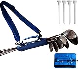 Golftasche Mini Leicht Golfschläger Tragebag, Golfbag Schultergurt mit 4 Stück 70mm Weiß Bambus Tees Driving Range Zubehör Set, Klein Golf Club Carry Bag Blau für Herren Damen Kinder R