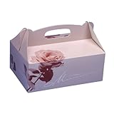 Papstar Gebäckkartons / Cupcake Box mit Tragegriff (20 Stück), eckig, rosé mit hübschem Neutraldruck, 20 x 13 x 9 cm, aus 350 gr/m² starker Pappe, #18851