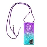 DasKAn für Samsung Galaxy A42 5G Glitzer Flüssig Durchsichtig Hülle mit Handykette, Farbverlauf Glänzend Treibsand Weich Gummi Handyhülle Fallschutz Stoßfest Silikon TPU Schutzhülle, Grün & L