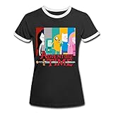 Spreadshirt Adventure Time Mit Finn Und Jake Seite An Seite Frauen Kontrast T-Shirt, S, Schwarz/Weiß