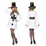 Deciduous Fräulein Schneemann Weihnachtskostüm Für Frauen Fancy Kleid Cosplay Top Hose Schal Hut Anzug Karneval Party Rollenspiel Requisiten Outfits,Weiß