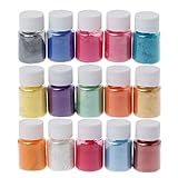 siwetg 15 Farben Glimmer Pulver Epoxidharz Farbstoff Perle Pigment Natürliches Glimmer M