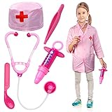 Beelittle Toy Doctor Kit für Kinder Doctor Coat mit Stethoskop Medical Kit Medical Toy Doctor Rollenspielset Krankenschwester Dress Up Kostüm Doctor Rollenspielset für kleine Mädchen Jung