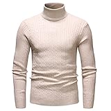 HUIWU Rollkragenpullover Herren Langarm Rollkragen Feinstrick Einfarbig Basic Pullover Sweatshirt Unterhemd Freizeithemd Herbst Winter Casual Elegant Baumwolle Strickhemd Unterzieh Lang