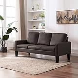 SANON 3-Sitzer-Sofa Braun Modernes Kunstleder Wohnzimmersofa Indoor-WohnzimmermöBel-Sofa-Set 3-sitzer Sofa Mit Federkern Lange Hochelastische Weiche Wohnzimmersofamöb