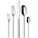 WMF Dune Edelstahl Besteck Set 6 Personen, Essbesteck Set 30 teilig, Monobloc-Messer, Cromargan Edelstahl poliert, glänzend, spü